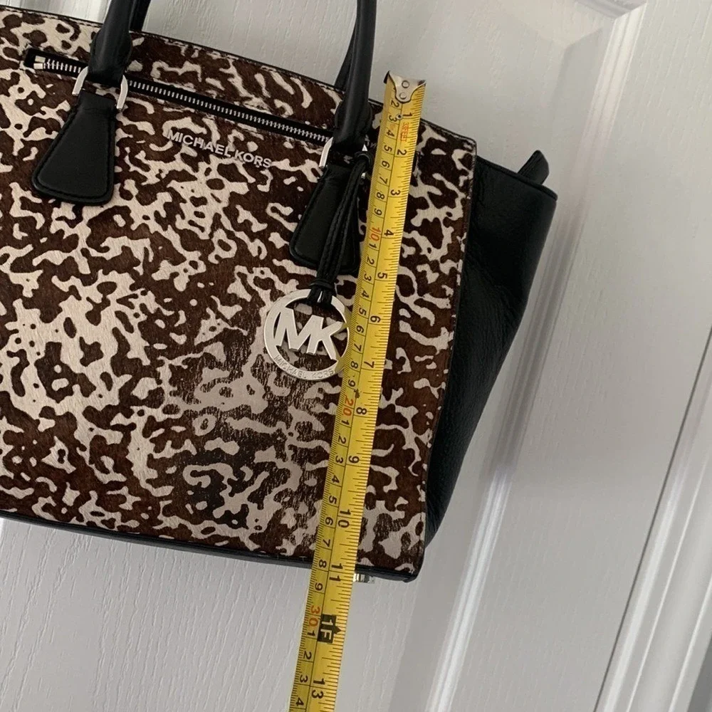 Michael Kors Calf Hair‎ handbag animal print leather tote bag black brown